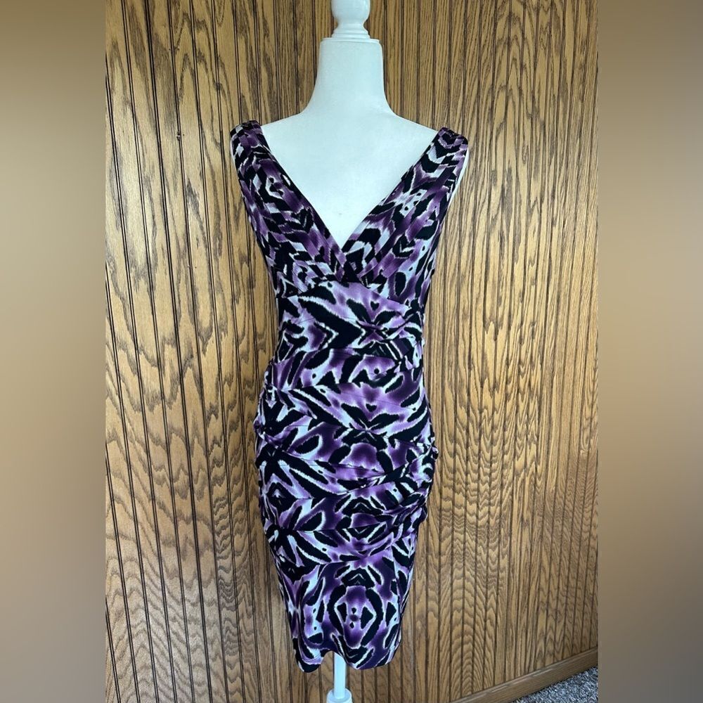 Bisou Bisou Women’s V-Neck Sleeveless Black /Purple Dress